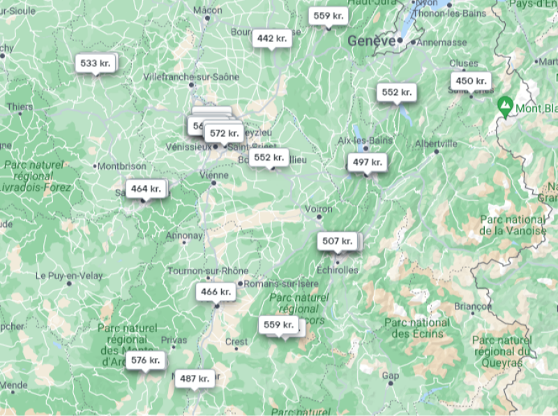 Find overnatning i Rhone-Alps regionen