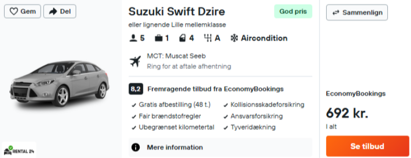 Lej bil i Oman fra 346 DKK
