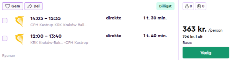 Billige flybilletter til Krakow