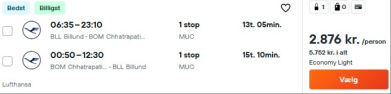 Book din flybillet til Mumbai fra 2876 DKK