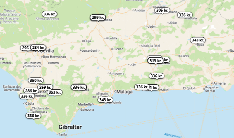 Bo billigt i Andalusien fra 117 DKK p.p. per nat