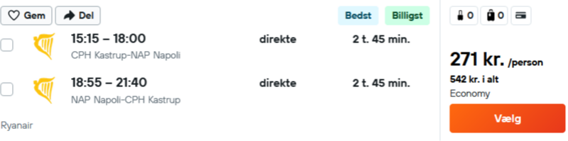 Billige flybilletter til Napoli