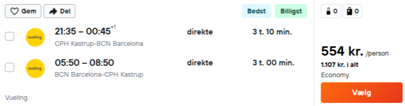 Flyv til Barcelona fra 554 DKK