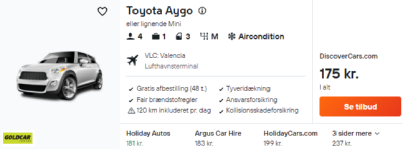 Lej bil i Valencia i 3 dage for 88 DKK