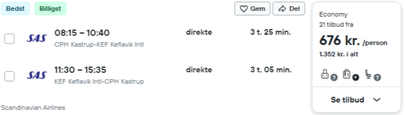Billige flybilletter til Island