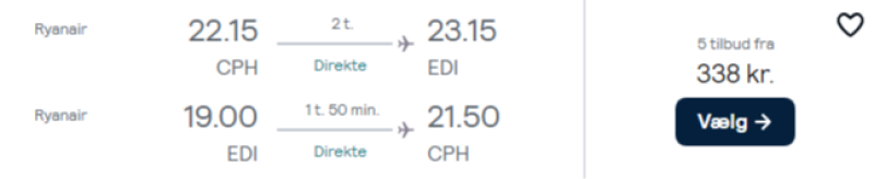 Flyv til Edinburgh med Ryanair for 338 DKK