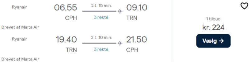 Flyv til Torino for 224 DKK