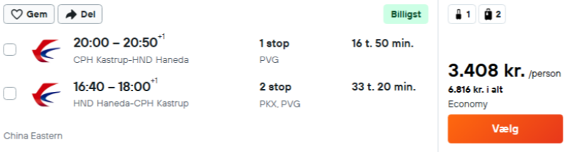 Flyv til Tokyo for 3408 DKK