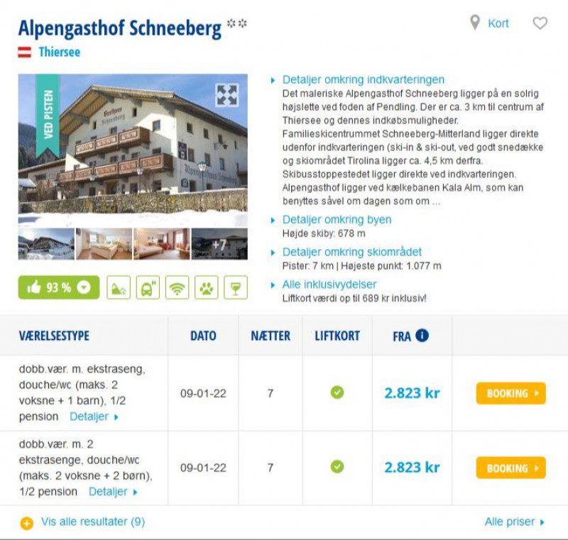 Book skiferie med halvpension og liftkort fra 2823 DKK