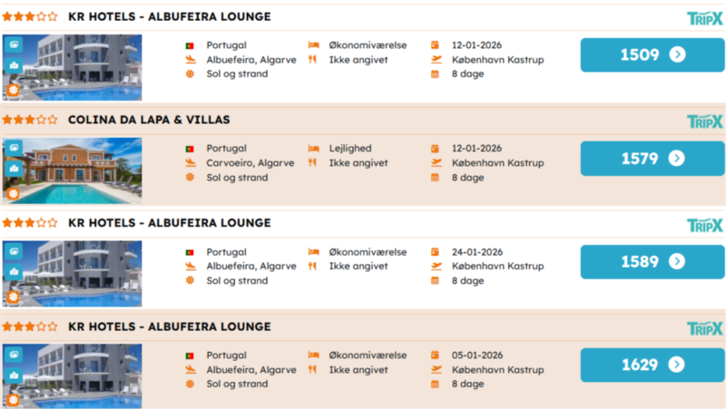 Book din ferie på Algarvekysten hos TripX