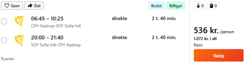 Billige flybilletter til Sofia