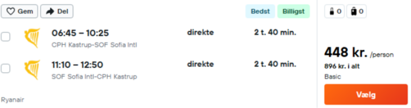 Billige flybilletter til Sofia