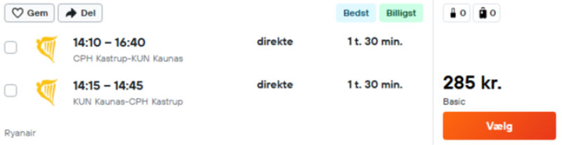 Find billige flybilletter til Kaunas