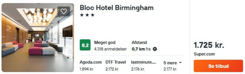Bo 4* i Birmingham fra 863 DKK