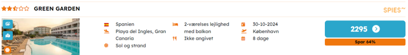 Book din rejse til Playa del Ingles for 2295 DKK