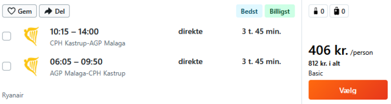 Flyv til Malaga for 406 DKK