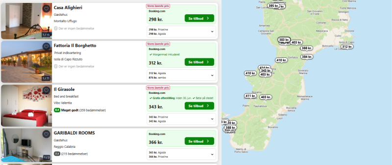 Find billig overnatning i Calabrien