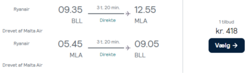 Flyv billigt til Malta