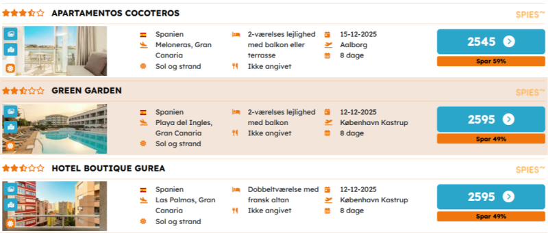 Billige charterferier til Gran Canaria