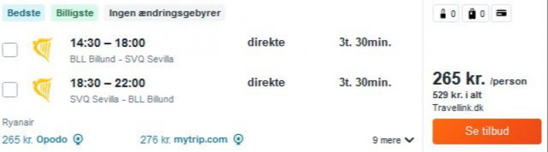 Flyv til Sevilla fra 265 DKK