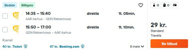 Flyv til Gdansk for 29 DKK