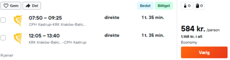 Billige flybilletter til Krakow