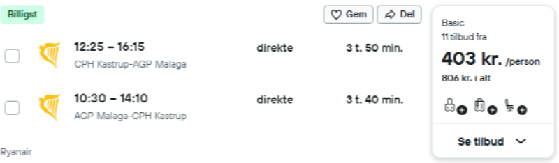 Flyv til Malaga for 403 DKK