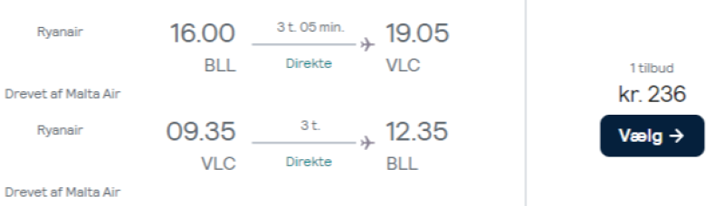Flyv til Valencia med Ryanair for bare 236 DKK