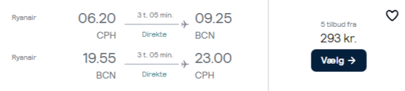 Flyv fra København fra 293 DKK