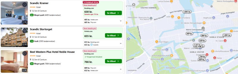 Bo fra bare 315 DKK p.p. på 4* hotel centralt i Malmø