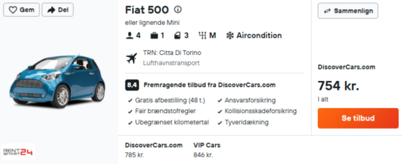 Lej bil i Torino til lavpris
