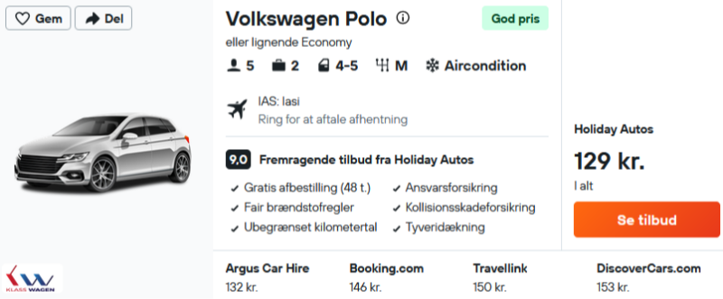 Lej bil i 3 dage i Iasi for 65 DKK