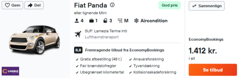 Lej billig bil i Calabrien