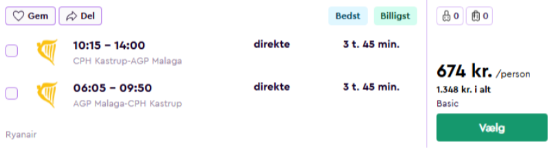 Flyv til Malaga for 674 DKK