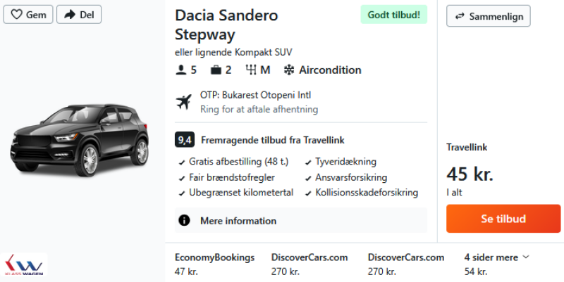 Lej bil for bare 23 p.p. i 6 dage