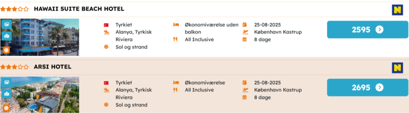 Book din billige all inclusive ferie nu