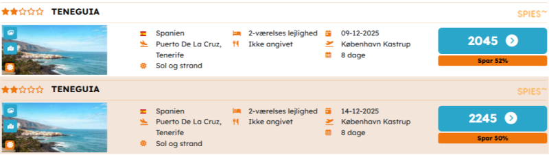 Billig vinterferie til Tenerife