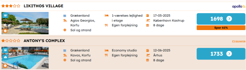 Book jeres rejse til Korfu