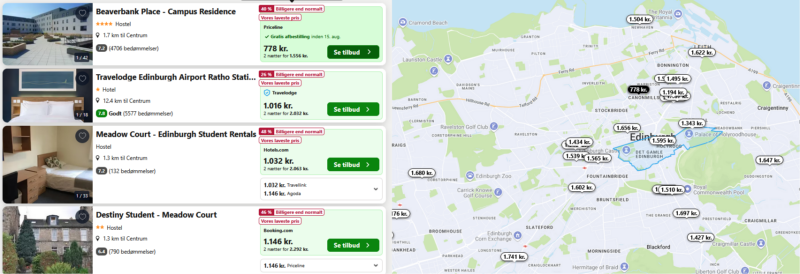 Bo i Edinburgh for bare 778 DKK p.p.