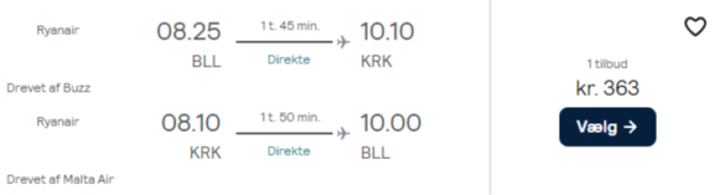 Flyv til Krakow for 363 DKK