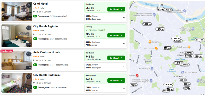 Find billige hoteller i Vilnius