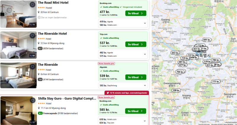 Find et godt og billigt 4* hotel i Seoul