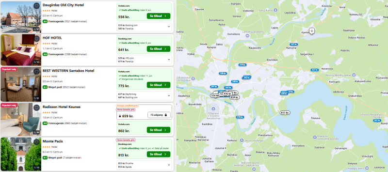 Bo 1 nat i Kaunas på fantastisk bedømt 4* hotel for 278 DKK p.p.