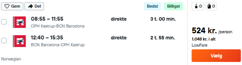 Flyv til Barcelona fra 524 DKK