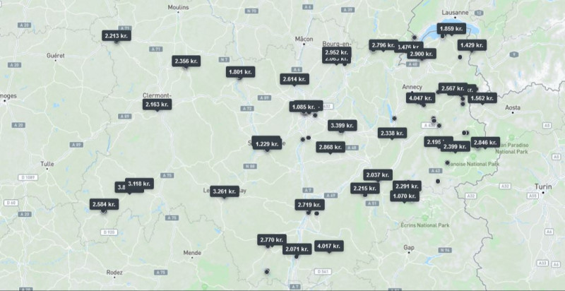 Find overnatning omkring Lyon fra 77 DKK p.p. per nat