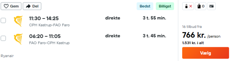 Billige flybilletter til Algarve kysten