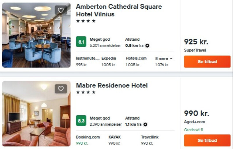 Bo på skønne 4*  hoteller i Vilnius fra 453 DKK p.p. for 2 overnatninger.