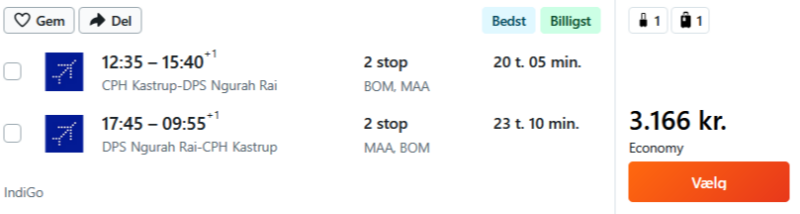 Book din flybillet til Bali hos IndiGo