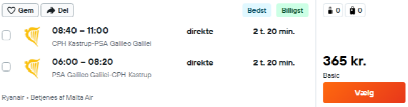 Billige flybilletter til Pisa