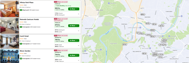 Bo på fantastisk bedømte 4* hoteller i Vilnius fra 664 DKK p.p.